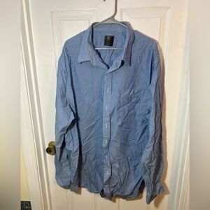 GS Men's Blue Striped Dress Shirt